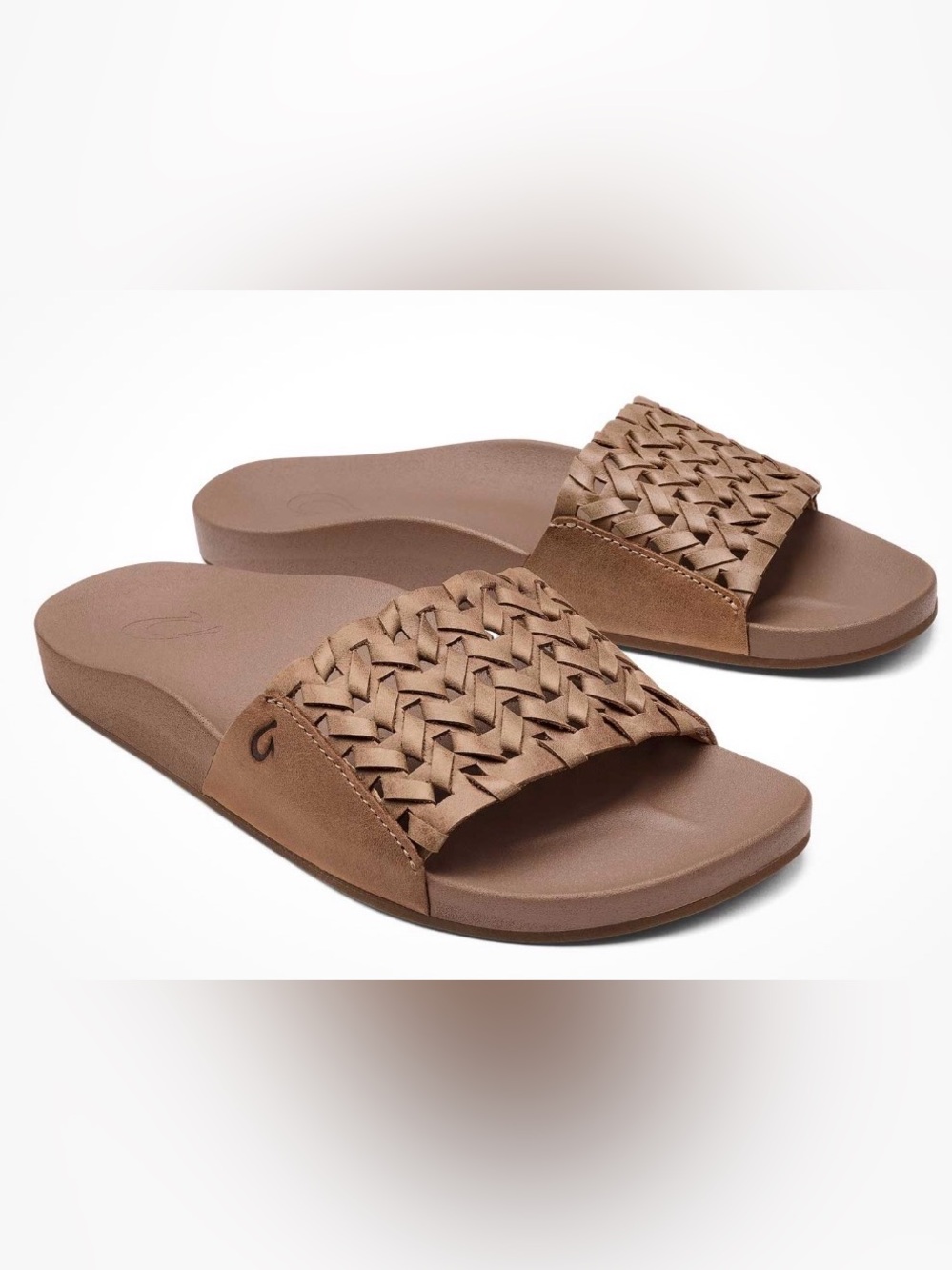 Olukai Kamola Braided Tan Slide Sandals - Women sz 8